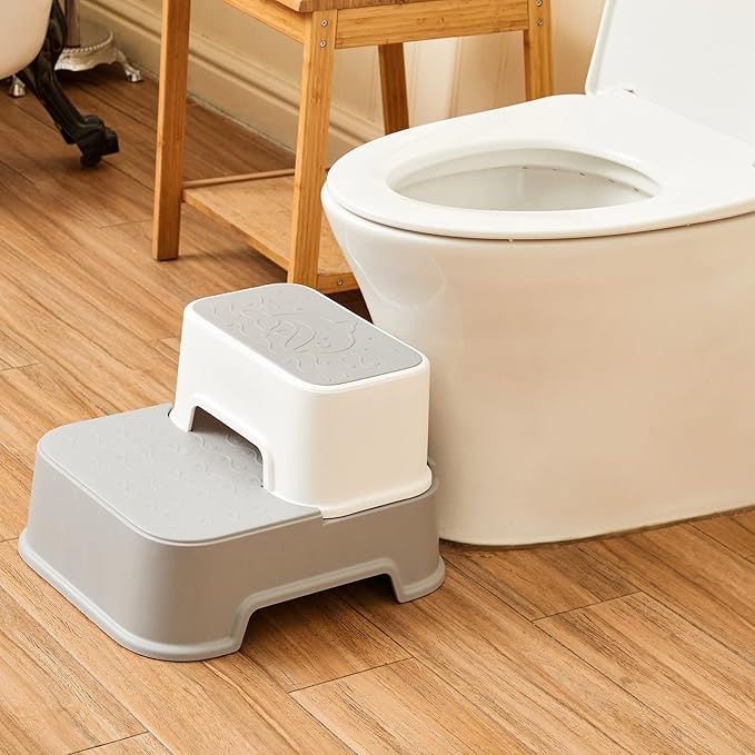 Toddler Step Stool for Bathroom,Kids Step Stool for Potty Training,Toilet Stool, Slip Resistant (Pink, 2 Packs)