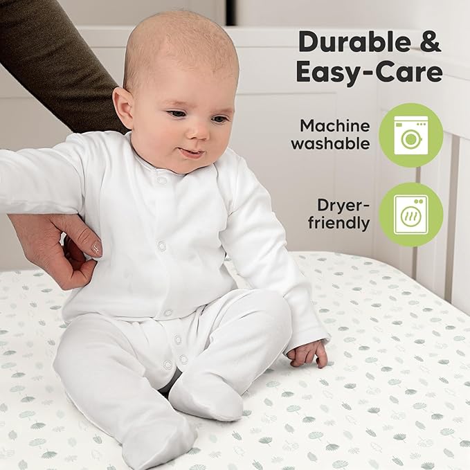 2-Pack Organic Crib Sheets for Boys, Girls - Jersey Fitted Crib Sheet, Baby Crib Sheets Neutral, Crib Mattress Sheet, Cotton Crib Sheets, Breathable Crib Sheet, Baby Mattress Sheets (Tropic Oasis)
