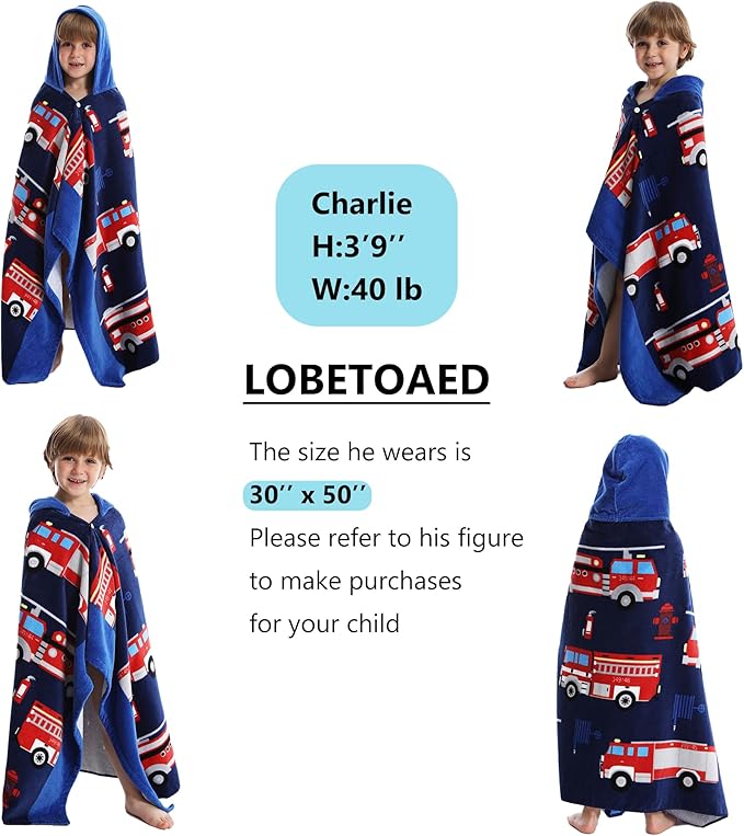 Kids Hooded Beach Bath Towel, Baby Surf Poncho Toddlers Soft Real Cotton Wrap Hooded Towels for Kids Boy Girl