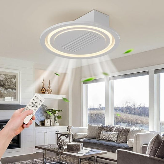 NicBex Ceiling Fan 22 Inch Modern Ceiling Fans with Lights Bladeless Ceiling Fan with Remote Control Ceiling Fans with Reversible Motor for Bedroom, Living Room, White