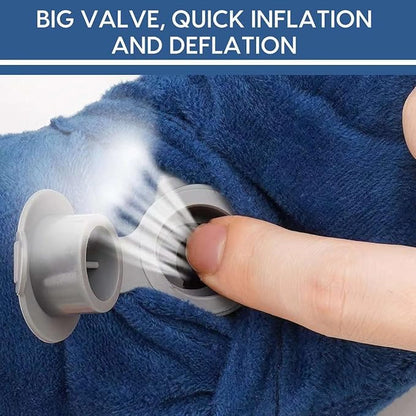Inflatable Travel Pillow for Airplane Inflatable Neck Pillow for Traveling with Soft Velvet Washable Cover for Sleeping, Airplane,Train, Car, Office, Contoured Eye Masks, Earplugs