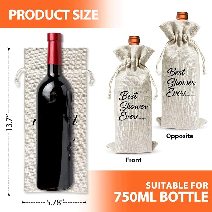 Best Shower Ever Wine Bag Gift, Shower Host Gift Ideas, Bridal Shower Host Gift, Baby Shower Host Gift, Party Host Gift, Reusable Burlap With Drawstring Gift Bag