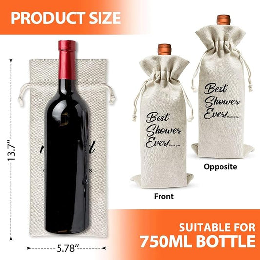 Best Shower Ever Wine Bag Gift, Shower Host Gift Ideas, Bridal Shower Host Gift, Baby Shower Host Gift, Party Host Gift, Reusable Burlap With Drawstring Gift Bag
