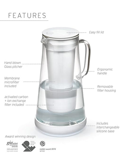 LifeStraw Home Pitcher Glass and Silicone Base 7 cup Pebble