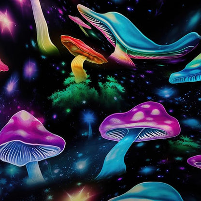 AILONEN Colorful Magic Mushroom Shower Curtain,Natural Fungal Plants Shower Curtain Set for Bathroom,Boho Style Waterproof Fabric Bath Curtain for Kids Girls, 60" W*72" H
