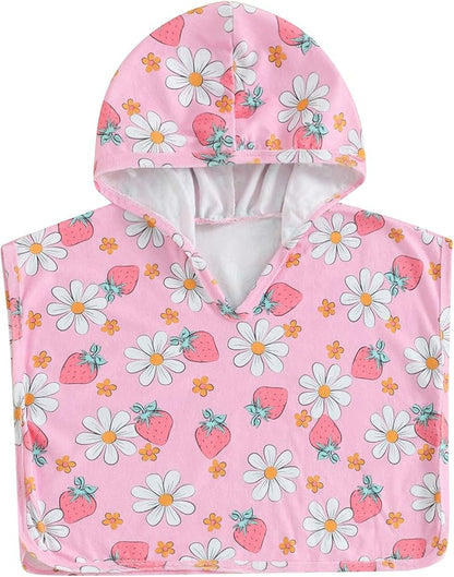 Toddler Beach Towel with Hood Kids Waffle Swim Cover Up Bath Towel Surf Poncho Boys Girls Hooded Beach Towel (Pink, 12-18 Months)