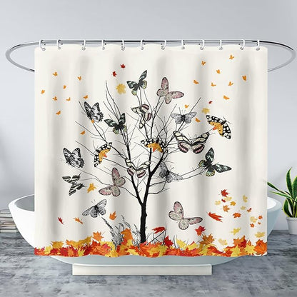 AILONEN Butterfly Shower Curtain,Vintage Colorful Butterflies Art Bath Curtain Minimalist Bathroom Curtain 48" W*72" H Polyester Waterproof Bathroom Curtain with 12 Hooks
