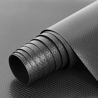 HooTown Shelf Liner Kitchen Cabinet Drawer Mats 17.5 Inch Wide x 16.4 Feet Long, Non Skid EVA Plastic Washable Oil Proof Pad for RV Drawer, Dish Plate Slippery Protection, Black
