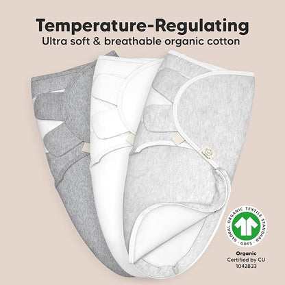 Baby Swaddle Sleep Sacks with Zipper - 3-Pack Newborn Swaddle Sack, Baby Swaddles Sleep Sack 0-3 Months, Wearable Blanket Baby, Baby Swaddle Blanket Wrap, Swaddle Sack, Easy Change Swaddle (Cloud)