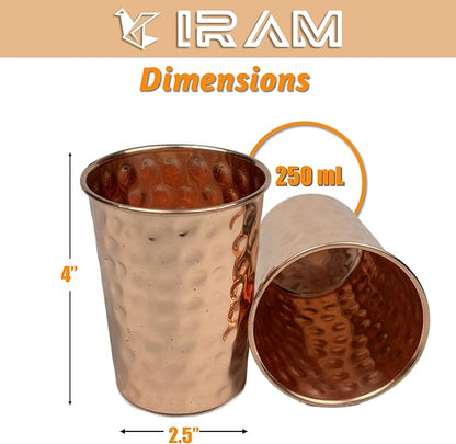 Pure Copper Water Bottle for Drinking with 2 Copper Glass Premium Quality Handcrafted Large Hammered Copper Bottle and Glass Set