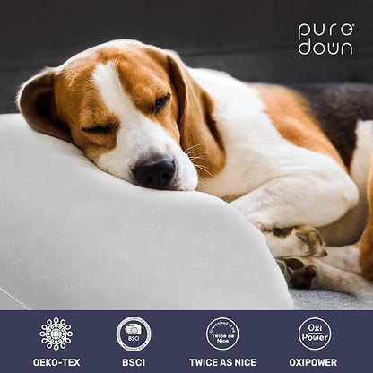puredown® Soft Bed Pillows for Sleeping, Goose Feather Down Pillows Hotel Collection Standard Size of 2, Geometric Pattern Embossing Pillows for Back Stomach Side Sleepers (20 x 26, 2 Pack)