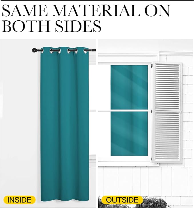 NICETOWN Room Darkening Curtains 48 inch Length 2 Panels, Thermal Insulated Grommet Blackout Curtains for Modern Casual Elegant Bedroom Kids Room Theme Decoration (Peacock Teal, 2 Pieces, W42)