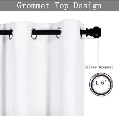 Solid White Grommet Valance for Windows 42X18 Inches Valance for Kitchen Blackout Curtain Valance for Living Room Short Straight Drape Valance for Bedroom Kids Room 1 Panel