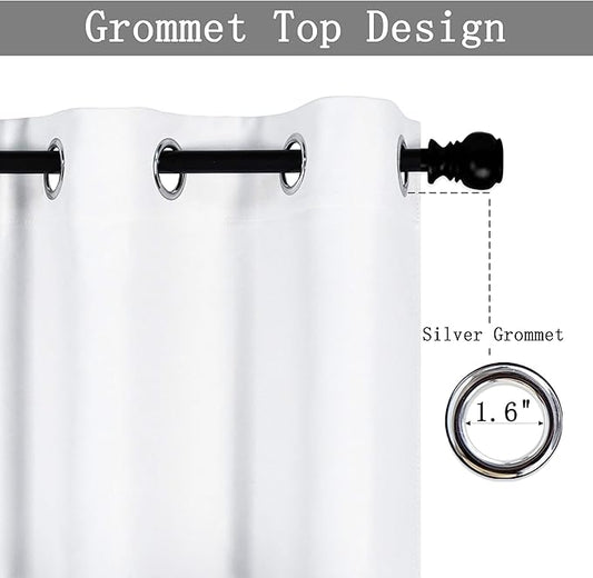 Solid White Grommet Valance for Windows 42X18 Inches Valance for Kitchen Blackout Curtain Valance for Living Room Short Straight Drape Valance for Bedroom Kids Room 1 Panel