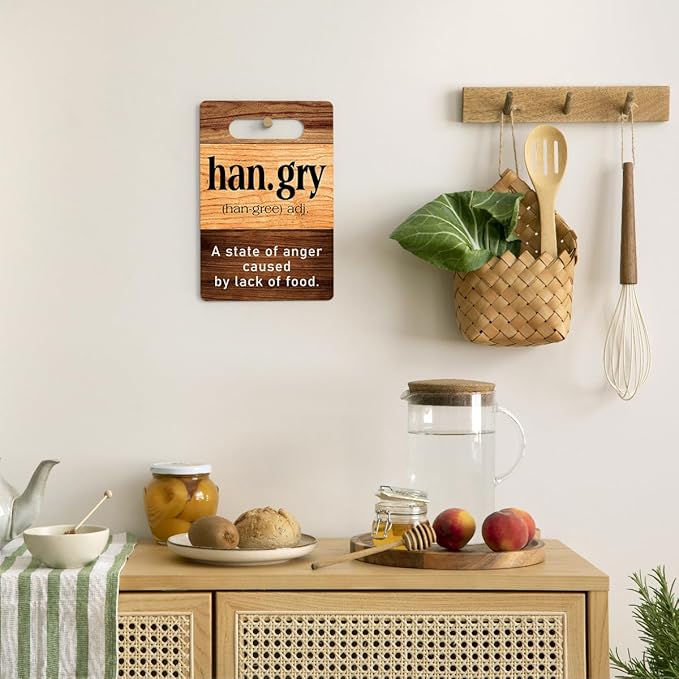Farmhouse Kitchen Decor, Kitchen Signs Wall Decor, Kitchen Decorations, Wall Decor for Kitchen, Kitchen Door Wall Hanging Decor, Kitchen Gifts for Women, Hangry Wood Sign 8 x 12 Inch