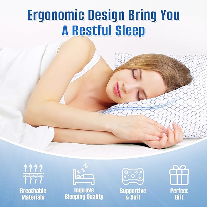Shredded Foam Pillow for Sleeping, Cooling Bed Pillows Set of 2, Adjustable Pillows for Side, Back, Stomach Sleepers with Washable Pillowcase (King Size, Purple)