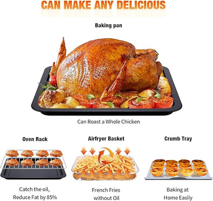 Geek Chef Air Fryer Oven 26 QT, Big Air Fryer, Toast Oven with Bake, Roast, Pizza, Convection Oven, Easy to Use & Clean, 6 Slice Toast, Stainless Steel