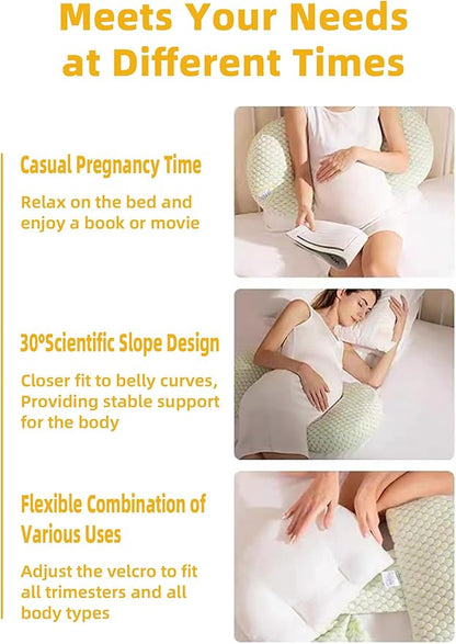 Pregnancy Pillows for Sleeping, Soft Pregnancy Pillow Side Sleeper with Detachable and Adjustable Pillow Cover, Maternity Body Pillow for Pregnancy Belly/Back Support