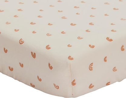 Denmark - Super Soft Muslin Mini Crib Sheets - 24'' x 38'' - 100% Organic Baby Crib Sheets for Boys and Girls (Rainbows)