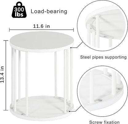 HDANI Wooden Stool Set of 2 for Kids,Adults,300lbs Load Capacity Garden Round Wood Stool,Non-Slip Small Step Stool for Plant Stand,Kitchen,Bathroom and Bedroom,White