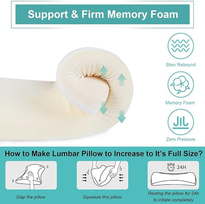 Cooling Lumbar Support Pillow for Bed Relief Lower Back Pain: Memory Foam Back Pillow for Sleeping - Gel Waist Wedge Pillow Side&Back and Stomach Sleepers - Lumbar Pillow for Office Chair/Couch/Car