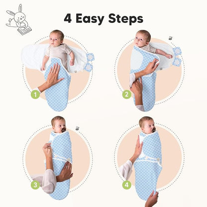 3-Pack Organic Baby Swaddle Sleep Sacks - Newborn Swaddle Sack, Ergonomic Baby Swaddles 0-3 Months, Swaddles for Newborns, Baby Sleep Sack, Baby Swaddle Blanket Wrap, Baby Essentials (Storm)