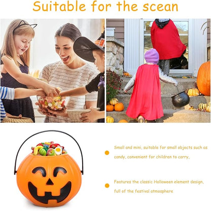 Toyvian Mini Halloween Portable Pumpkin Bucket, 20PCS 2.75 inches Small Halloween Pumpkin Candy Buckets Children Trick or Treat Bags