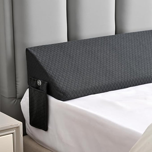 Full Size Bed Wedge Pillow for Headboard/Full Mattress, Bed Wedge Gap Filler Triangle Pillow Plus Long Bed Bolster Pillow for Space Between Bed and Headboard Loft College Dorm Room Essentials Grey