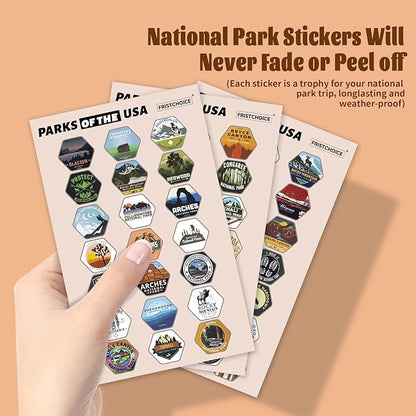 National Parks Water Bottle with Stickers and Straw,32oz Double Wall Vacuum Wide Mouth Insulated Water Bottle for Travel,BPA-free and Leak-proof (32oz,Black)
