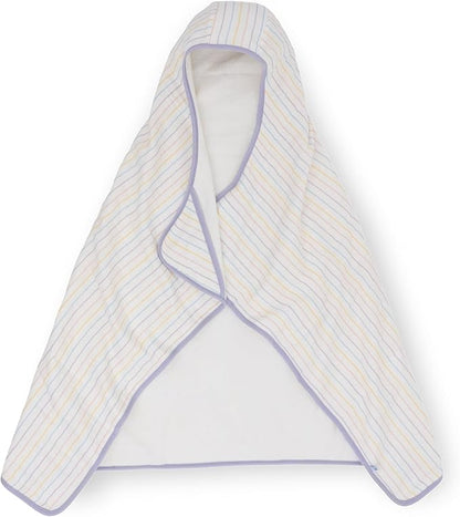 Little Unicorn Cotton Muslin & Terry Hooded Towel, Larger Size 1-6 Years (Unicorn Stripe)