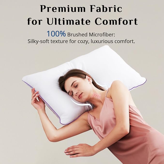 JOLLYVOGUE Pillows King Size Set of 2, Bed Pillows Set of 2, Cooling and Supportive Pillows with Super Soft Down Alternative Fill, Luxury Fluffy Hotel Quality for Side, Back, and Stomach Sleepers