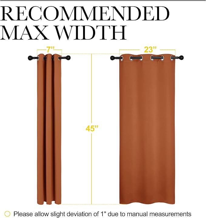 NICETOWN Halloween Burnt Orange Window Curtains Blackout Drapes, Thermal Insulated Solid Grommet Blackout Curtains/Draperies for Living Room (1 Pair, 29 by 45 inches)