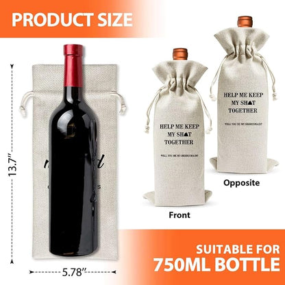 EUFJDKSL Bridesmaid Wine Bag Gift For Her Best Friend Women Girl, Engagement Party Or Bridal Shower Bachelorette Party Favor Decoration, Cotton Linen Wine Gift Bag With Drawstring