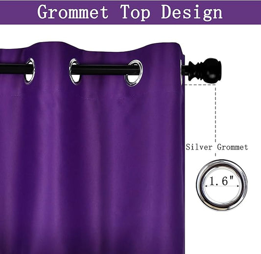 Purple Valance for Kitchen Windows Solid Grommet Top Blackout Valance Window Treatment for Living Room Short Straight Drape Valance for Bedroom Kids Room 42X18 1 Panel Royal Purple
