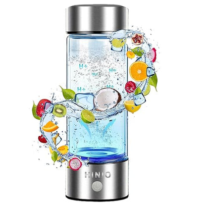 Hydrogen Water Bottle, Fast Hydrogen Water Bottle Generator, 420ml Portable Hydrogen Water Electrolyzer, Hydrogen Water Machine 3 Minutes Improve Daily Drinking Water for Home, Travel, Camping Silver
