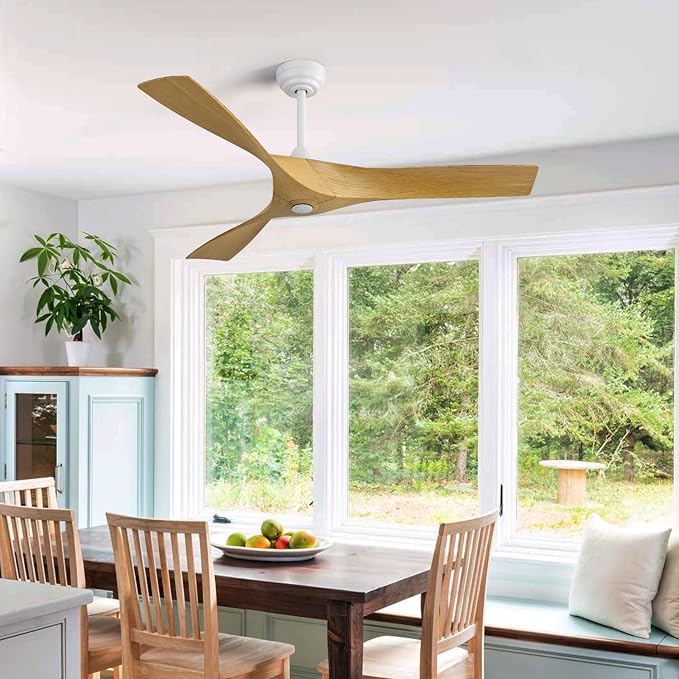 NicBex Ceiling Fan 52 Inch Ceiling Fan Without Light Ceiling Fans with 3 ABS Blades and Remote Control Reversible DC Motor Ceiling Fan for Bedroom, Living Room, Deep Natural