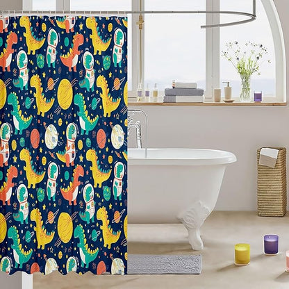 Feelyou Dinosaur Bath Curtain Cute Dinosaur Shower Curtain Kids Toddler Animal Dinosaur Bathroom Shower Curtain Set Kids Dinosaur Kids Bathroom Accessories 72"x84"