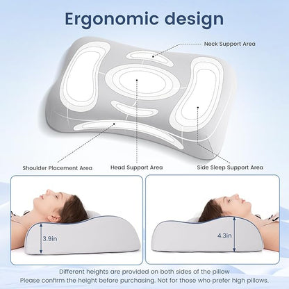 Elegear Deep Sleep Cooling Neck Pillow, Zero-Pressure Tech Orthopedic Pillow Provides Ultra-Soft Cloud Support&Breathable, Ergonomic Contour Cervical Pillow for Neck Pain Relief for Side&Back Sleeper