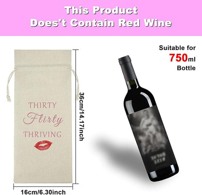 Gfhzdmf 30th Birthday Gifts 30 Year Old Birthday Gift for Men Women Wine Bag Birthday Decors Turning 30 Gift for Coworker Wife Sister Best Friend Mothers Day Christmas Gift Burlap Wine Bottle Bag