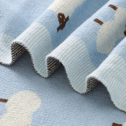 Knit Baby Swaddle Blanket for Boys - 100% Cotton Soft Cozy Lightweight Receiving Swaddling Crib Stroller Quilt Blanket for Newborns Infants Toddlers (Sheep - Baby Blue)