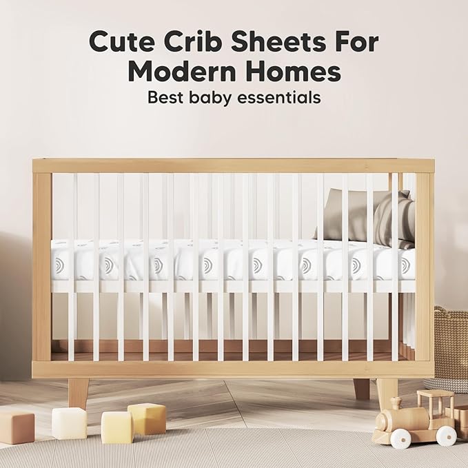 2-Pack Organic Crib Sheets for Boys, Girls - Jersey Fitted Crib Sheet, Baby Crib Sheets Neutral, Crib Mattress Sheet, Cotton Crib Sheets, Breathable Crib Sheet, Baby Mattress Sheets (Rainbow)