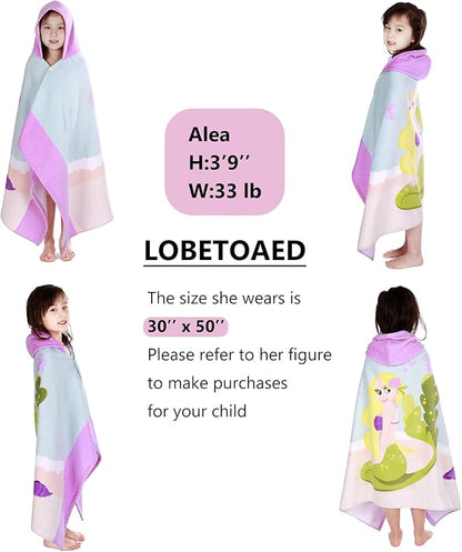 Kids Hooded Beach Bath Towel, Baby Surf Poncho Toddlers Soft Real Cotton Wrap Hooded Towels for Kids Boy Girl