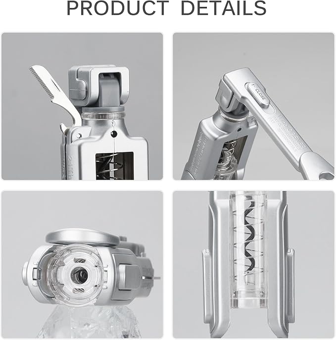 Wine Opener, Wine Corkscrew With Foil Cutter, 6 Inches, Easy To Use And Lightweight Wine Bottle Opener, Silver