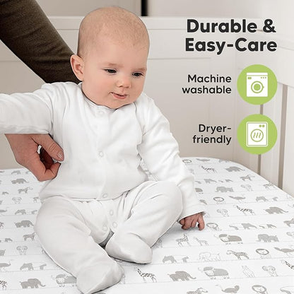 2-Pack Organic Crib Sheets for Boys, Girls - Jersey Fitted Crib Sheet, Baby Crib Sheets Neutral, Crib Mattress Sheet, Cotton Crib Sheets, Breathable Crib Sheet, Baby Mattress Sheets (Savannah)