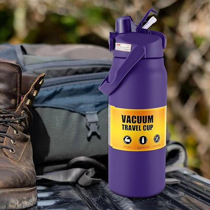 ColorSub 50oz Insulated Water Bottle With 2-in-1 Straw and Chug Leakproof Lid, BPA Free Stainless Steel Wide Mouth Sports Water Cup Flask Purple