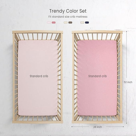 Baby Muslin Crib Sheets - Toddler Cotton Fitted Crib Sheets Neutral for Boys and Girls 2Pack