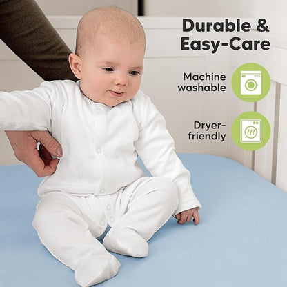 2-Pack Organic Crib Sheets for Boys, Girls - Jersey Fitted Crib Sheet, Baby Crib Sheets Neutral, Crib Mattress Sheet, Cotton Crib Sheets, Breathable Crib Sheet, Baby Mattress Sheets (Cornflower)
