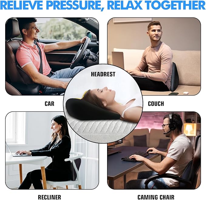 Soft Lumbar Support Pillow for Driving Seat 100% Memory Foam Lumbar Pillow for Lower Back Pain Relief, Lumbar Support Cushion for Car Seat, Office Chair Dark Grey