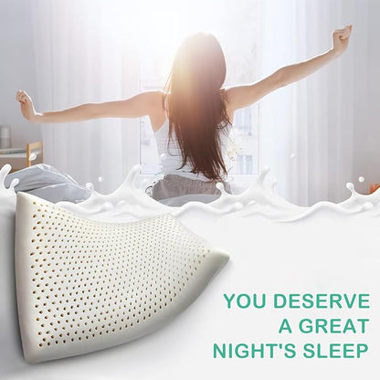 Latex Pillow, 100% Talalay Natural Latex Pillow, Soft Sleeping Bed Pillows with Cotton Cover, Perfect for side/back pain, stomach, neck, stress relief(King Size)