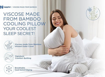 Cooling Pillow for hot Sleepers -Bed Pillows Standard Size Premium Set of 2 - Adjustable Shredded Memory Foam - Medium to Firm Pillows for Back, Stomach & Side Sleepers - Washable Cover